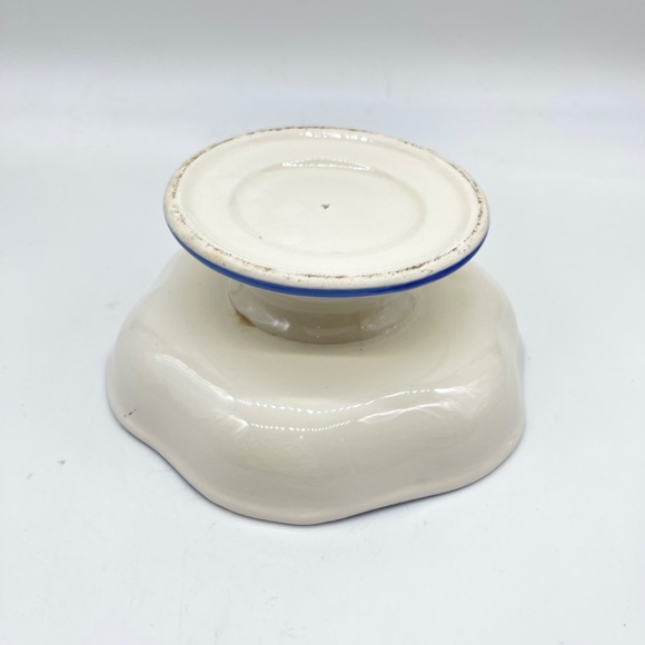 Vintage Delfts Blue by Holland Footed Scalloped Edge Bowl Dutch Windmill 3” Tall - Picture 8 of 11